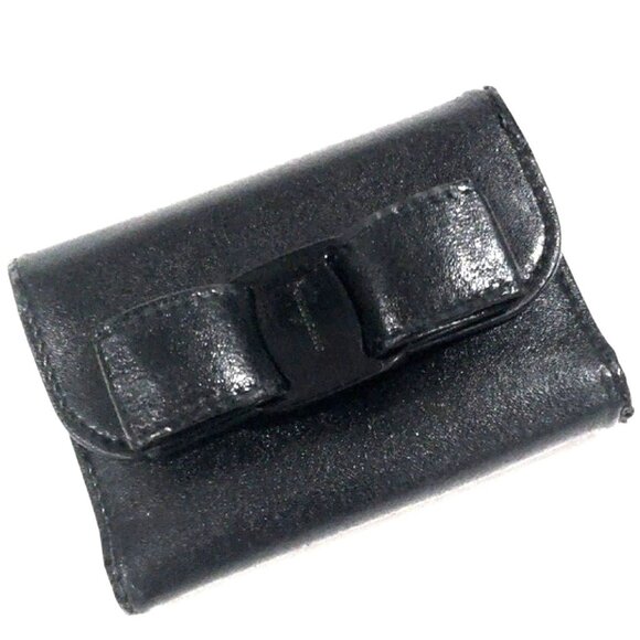 Salvatore Ferragamo Black Leather Vara Bow 6-Key Holder Luxury Wallet Case 4x7.5